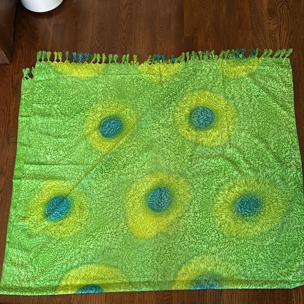 Very large green & blue‎ watercolors polyester wrap/shawl